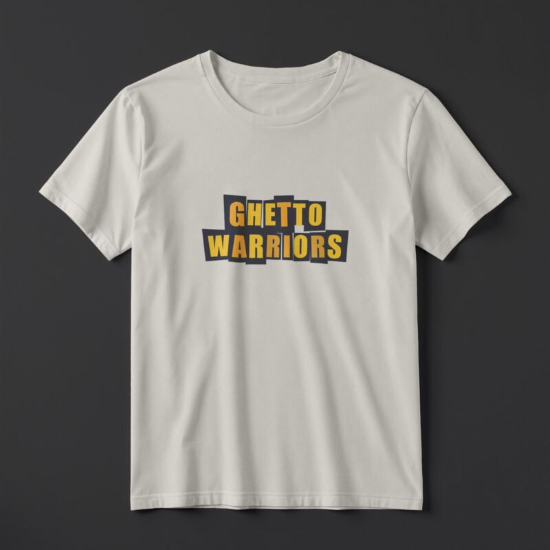 GHETTO WARRIORS Brutalist Block Typography Tee – Professional BOLD GFX Graphic Mockup