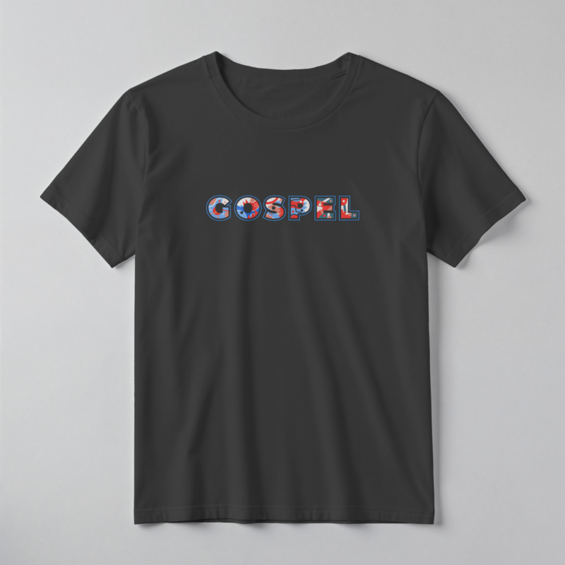 GOSPEL Intricate Patterned Wordmark Tee – Professional BOLD GFX Graphic Mockup