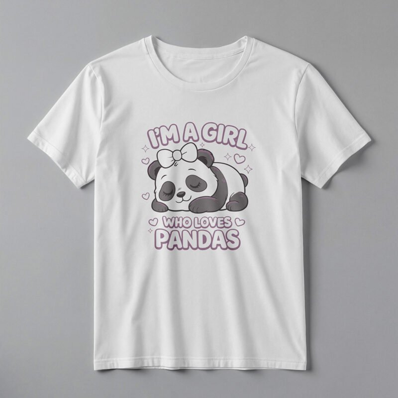 I’m A Girl Who Loves Pandas Cute Mascot Tee – Professional BOLD GFX Kids Mockup