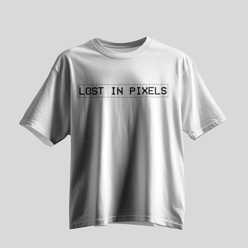 LOST IN PIXELS Retro Gaming Tee – Professional BOLD GFX Streetwear Mockup