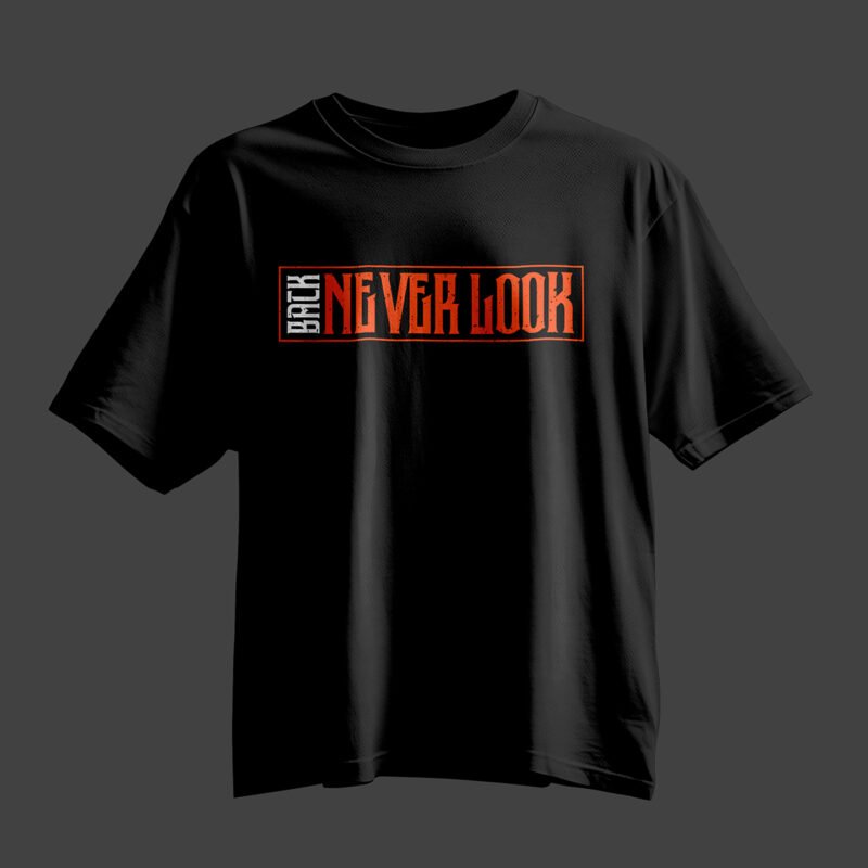 Never Look Back Distressed Industrial Tee – Professional BOLD GFX Urban Mockup