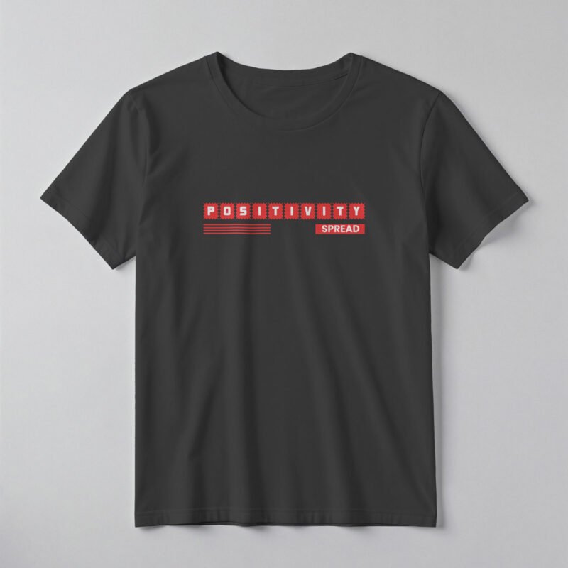 POSITIVITY SPREAD Modular Red Block Tee – Professional BOLD GFX Graphic Mockup