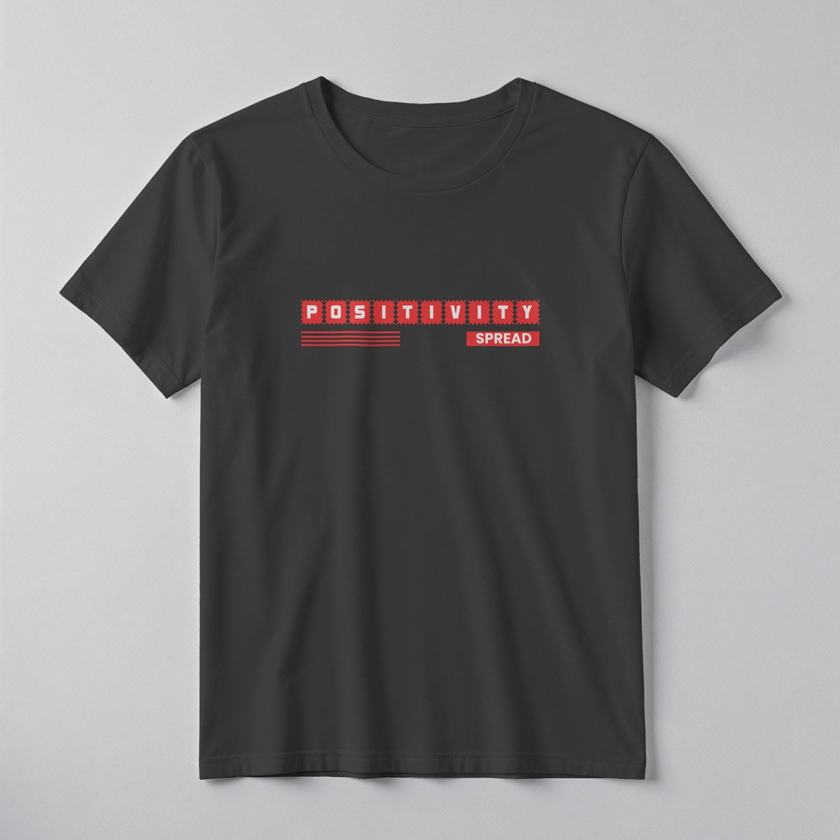 POSITIVITY SPREAD Modular Red Block Tee – Professional BOLD GFX Graphic Mockup