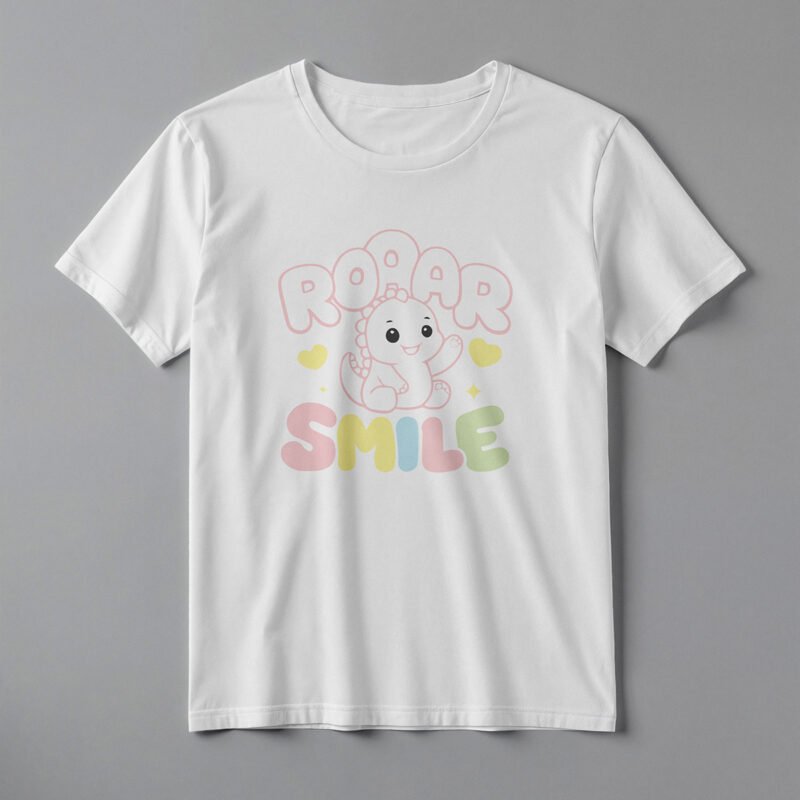Pastel Baby Dino Character T-Shirt – High-Fidelity Child’s Apparel Mockup