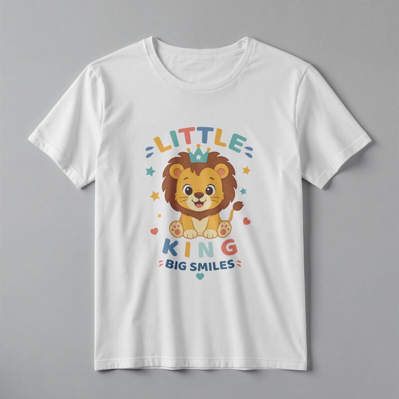Playful Baby Lion Character T-Shirt – High-Fidelity Child’s Apparel Mockup