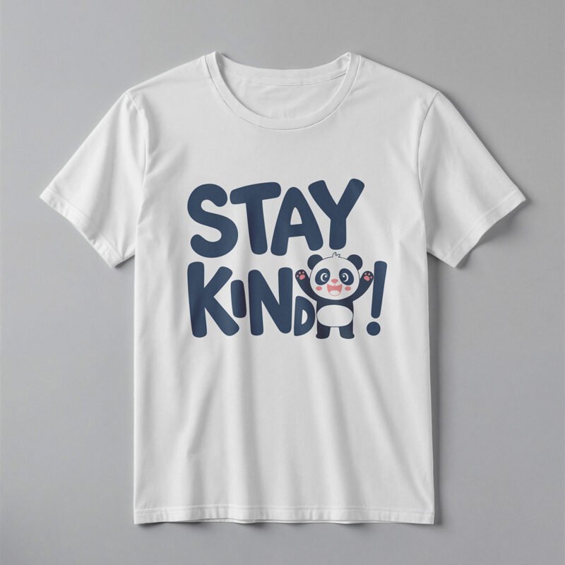 Playful Bubbly Typography T-Shirt with Panda Character – High-Fidelity Child’s Apparel Mockup