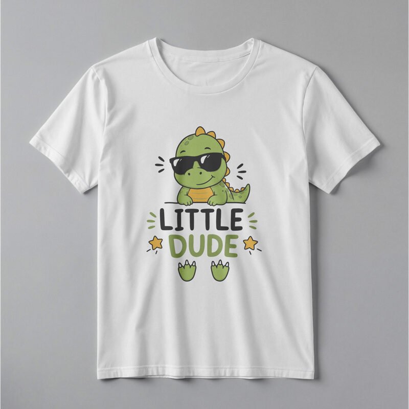 Playful Dinosaur with Sunglasses T-Shirt – High-Fidelity Child’s Apparel Mockup