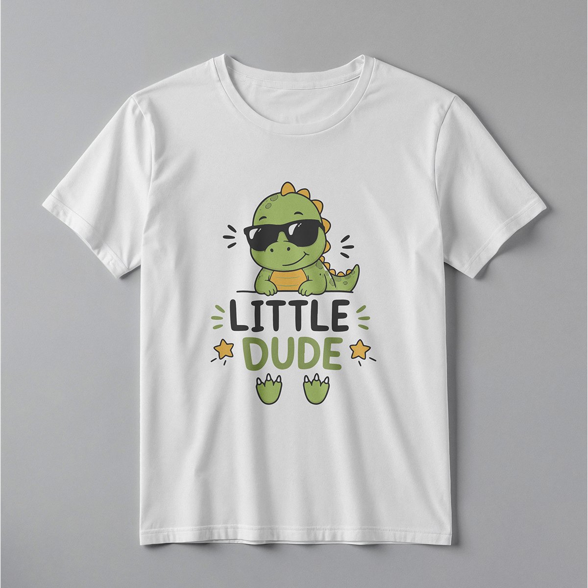 Playful Dinosaur with Sunglasses T-Shirt – High-Fidelity Child’s Apparel Mockup