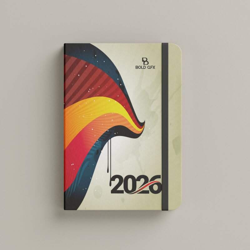Psychedelic Liquid Wave Journal Cover – High-Fidelity 70s Revival Lifestyle Template