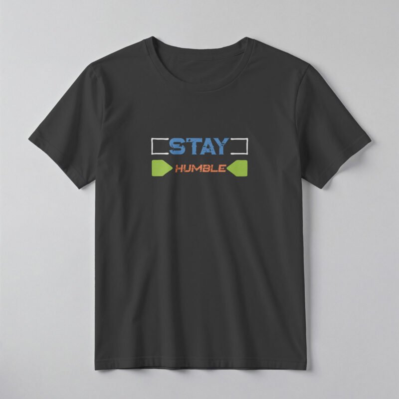 STAY HUMBLE Geometric Tech-Label Tee – Professional BOLD GFX Graphic Mockup