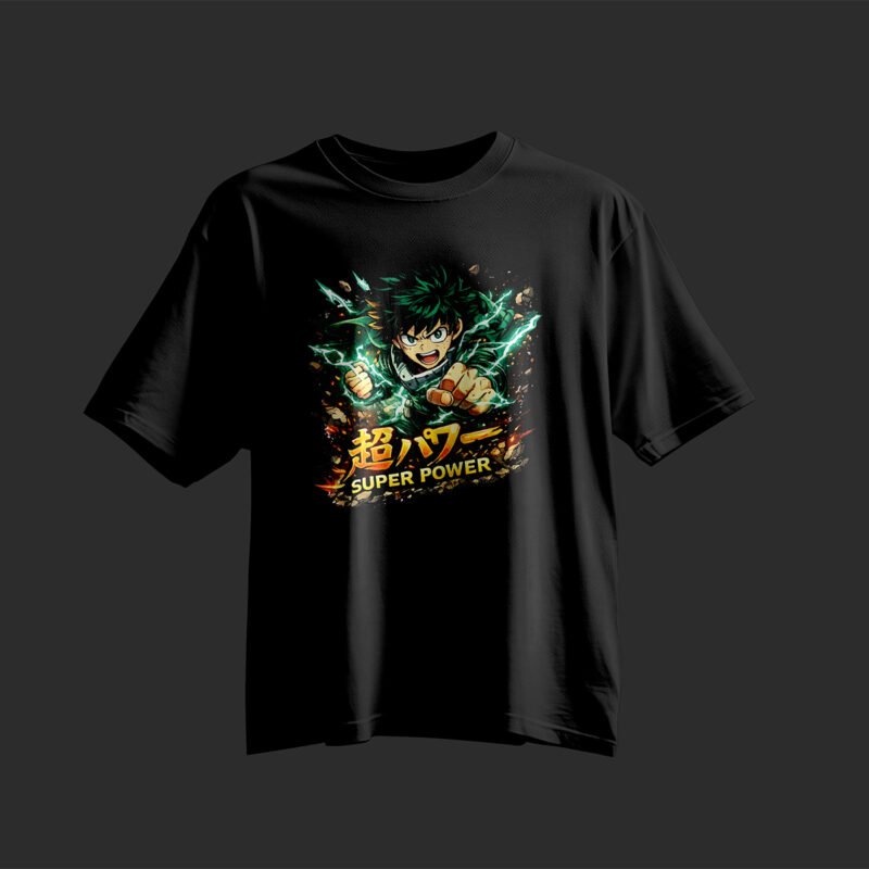 SUPER POWER Anime Shonen Hero Tee – Professional BOLD GFX Graphic Mockup