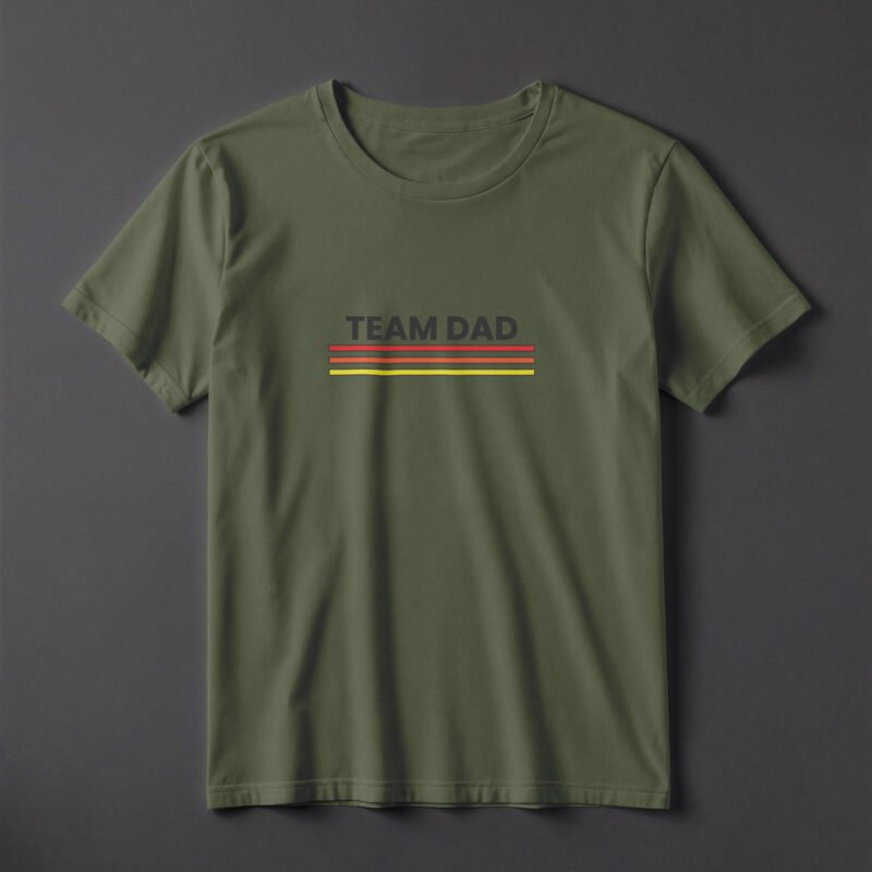 TEAM DAD Minimalist Retro Stripe Tee – Professional BOLD GFX Lifestyle Mockup