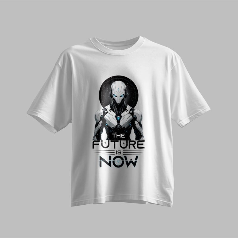 THE FUTURE IS NOW Cybernetic Android Tee – Professional BOLD GFX Graphic Mockup