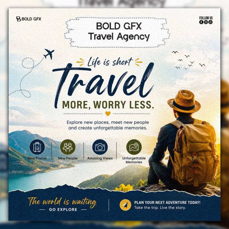 Travel More, Worry Less Agency Promo – Professional BOLD GFX Travel Mockup