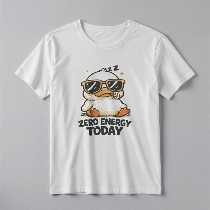 Zero Energy Today Sleepy Duckling Mascot Tee – Professional BOLD GFX Graphic Mockup