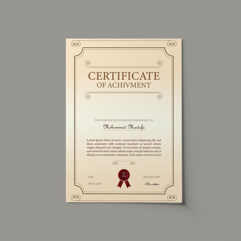 Formal Academic Diploma Template – Classic Serif Branding Mockup with Seal